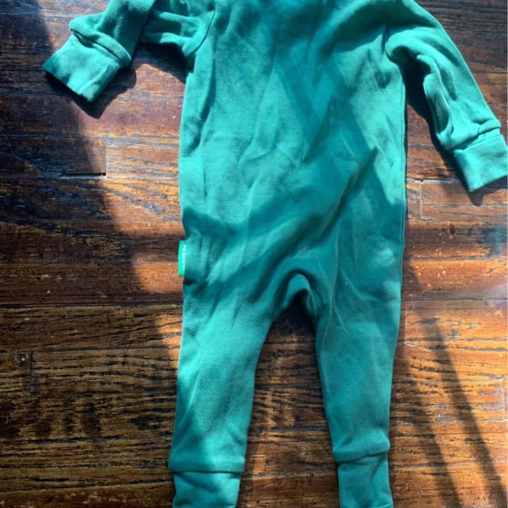 Parade organically | Green zipper pajamas onesie one piece | Organic cotton - Picture 3 of 5